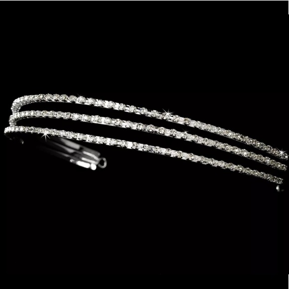 NWT Glamorous & Elegant Out-Wedding Triple Row Rhinestones Stunning Headband - Picture 11 of 11